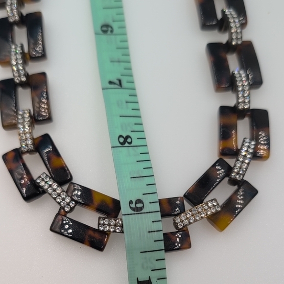 J. Crew Tortoise Shell Brown Rectangular Rhinestone Bead Necklace - Picture 5 of 5